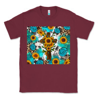 Burgundy sunflower cross cowhide gemstones Classic Tee - RanaPortraitStore