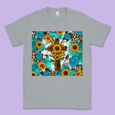 Sunflower Cross Cowhide Gemstones Classic Tee Designed By Ranaportraitstore