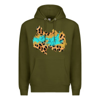 Army Green glitter leopard turquoise patch Premium Hoodie - AdoDesignShop