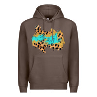 Coffee glitter leopard turquoise patch Premium Hoodie - AdoDesignShop