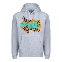 Heather Grey glitter leopard turquoise patch Premium Hoodie - AdoDesignShop