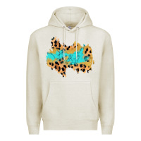Oatmeal Heather glitter leopard turquoise patch Premium Hoodie - AdoDesignShop