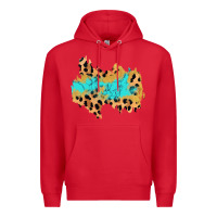 Red glitter leopard turquoise patch Premium Hoodie - AdoDesignShop