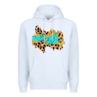 White glitter leopard turquoise patch Premium Hoodie - AdoDesignShop