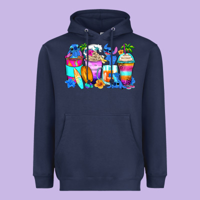 Stitch Summer Coffee Cups Heavyweight Hoodie Designed By Zillion Design Studio