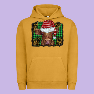 Christmas Leopard Buffalo Plaid Baby Highland Cow Urban Hoodie Designed By Barkaloodesign