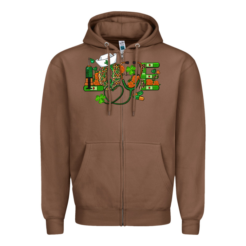 St Patricks Day Love Nurse Zipper Hoodie by RanaPortraitStore | Teevron