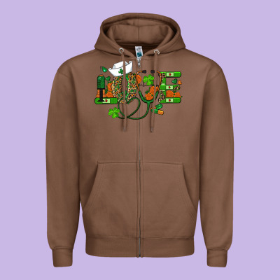 Zipper Hoodie st patricks day love nurse