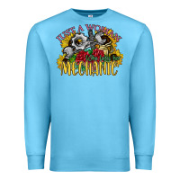 Ocean Blue just a woman who loves her mechanic Premium Sweatshirt - SublimationCraftShop
