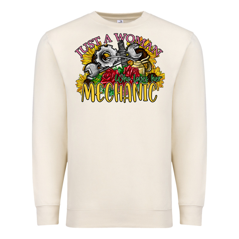 Just A Woman Who Loves Her Mechanic Premium Sweatshirt by SublimationCraftShop | Teevron