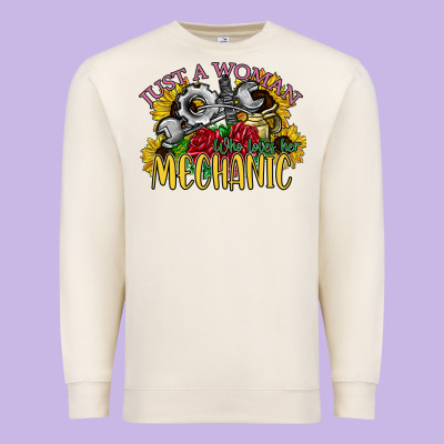Just A Woman Who Loves Her Mechanic Premium Sweatshirt Designed By Sublimationcraftshop
