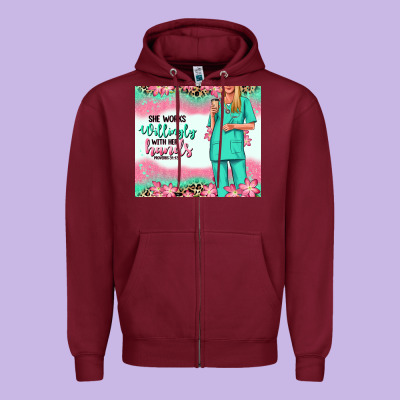 Zipper Hoodie she works willingly with her hands blonde nurse