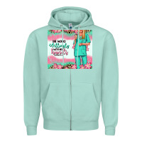 Seafoam she works willingly with her hands blonde nurse Zipper Hoodie - RanaPortraitStore