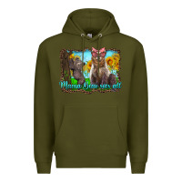 Army Green mama bear sees all with sunflowers Premium Hoodie - Artiststas