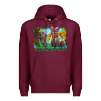 Burgundy mama bear sees all with sunflowers Premium Hoodie - Artiststas