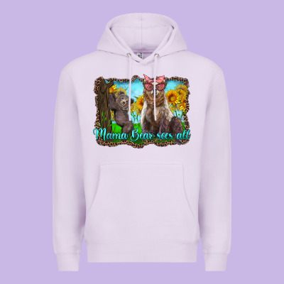 Mama Bear Sees All With Sunflowers Premium Hoodie Designed By Artiststas