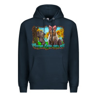 Navy mama bear sees all with sunflowers Premium Hoodie - Artiststas