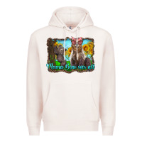 Pale Pink mama bear sees all with sunflowers Premium Hoodie - Artiststas