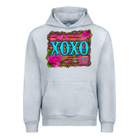 Heather Grey xoxo valentine's day pink roses and hearts Urban Hoodie - Jasminsmagicworld