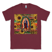 Burgundy sunflower serape lady of guadalupe Classic Tee - RanaPortraitStore