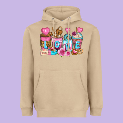 Valentine's Day Coffee Cups Heavyweight Hoodie Designed By Zillion Design Studio
