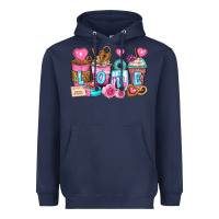 Navy valentine's day coffee cups Heavyweight Hoodie - Zillion Design Studio