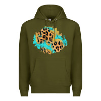 Army Green glitter leopard turquoise patch Premium Hoodie - AdoDesignShop