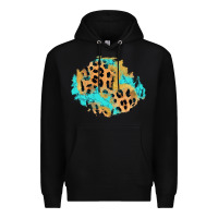 Black glitter leopard turquoise patch Premium Hoodie - AdoDesignShop