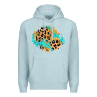 Blue Mist glitter leopard turquoise patch Premium Hoodie - AdoDesignShop
