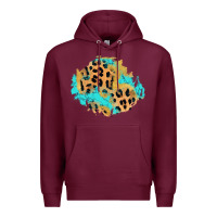 Burgundy glitter leopard turquoise patch Premium Hoodie - AdoDesignShop