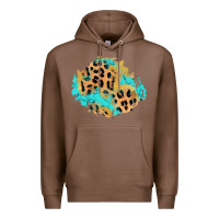 Chestnut glitter leopard turquoise patch Premium Hoodie - AdoDesignShop