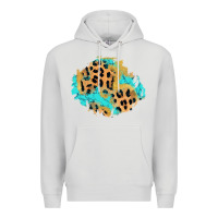 Dove Grey glitter leopard turquoise patch Premium Hoodie - AdoDesignShop