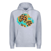 Heather Grey glitter leopard turquoise patch Premium Hoodie - AdoDesignShop