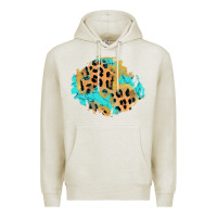 Oatmeal Heather glitter leopard turquoise patch Premium Hoodie - AdoDesignShop