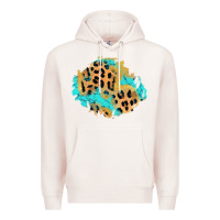Pale Pink glitter leopard turquoise patch Premium Hoodie - AdoDesignShop