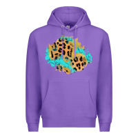 Purple glitter leopard turquoise patch Premium Hoodie - AdoDesignShop