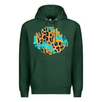 Sports Green glitter leopard turquoise patch Premium Hoodie - AdoDesignShop