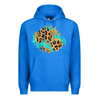 True Royal glitter leopard turquoise patch Premium Hoodie - AdoDesignShop