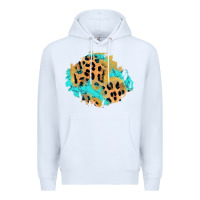 White glitter leopard turquoise patch Premium Hoodie - AdoDesignShop