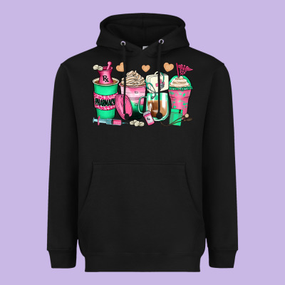 Pharmacy Coffee Cups Heavyweight Hoodie Designed By Zillion Design Studio