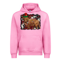 Fuchsia Pink christmas highland cow Urban Hoodie - BarkalooDesign