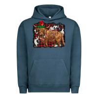 Pigment Midnight Navy christmas highland cow Urban Hoodie - BarkalooDesign