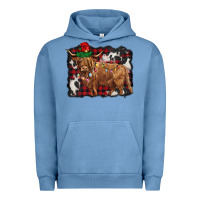 Pigment Pebble Blue christmas highland cow Urban Hoodie - BarkalooDesign