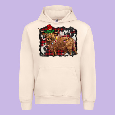Christmas Highland Cow Urban Hoodie Designed By Barkaloodesign