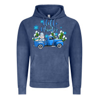Vintage Denim hello winter with sniwman and  truck Vintage Hoodie - AdoDesignShop