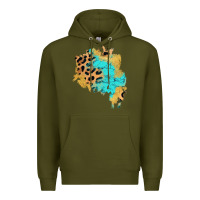 Army Green glitter leopard turquoise patch Premium Hoodie - AdoDesignShop