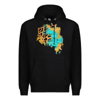 Black glitter leopard turquoise patch Premium Hoodie - AdoDesignShop