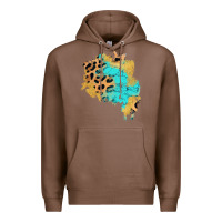 Chestnut glitter leopard turquoise patch Premium Hoodie - AdoDesignShop