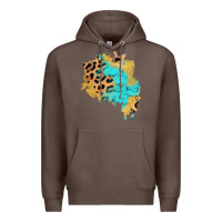 Coffee glitter leopard turquoise patch Premium Hoodie - AdoDesignShop