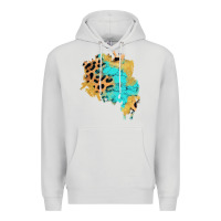 Dove Grey glitter leopard turquoise patch Premium Hoodie - AdoDesignShop